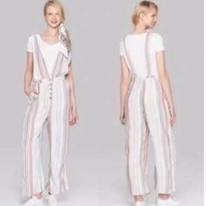 Wild Fable Striped Jumpsuit - White, Pink, Blue